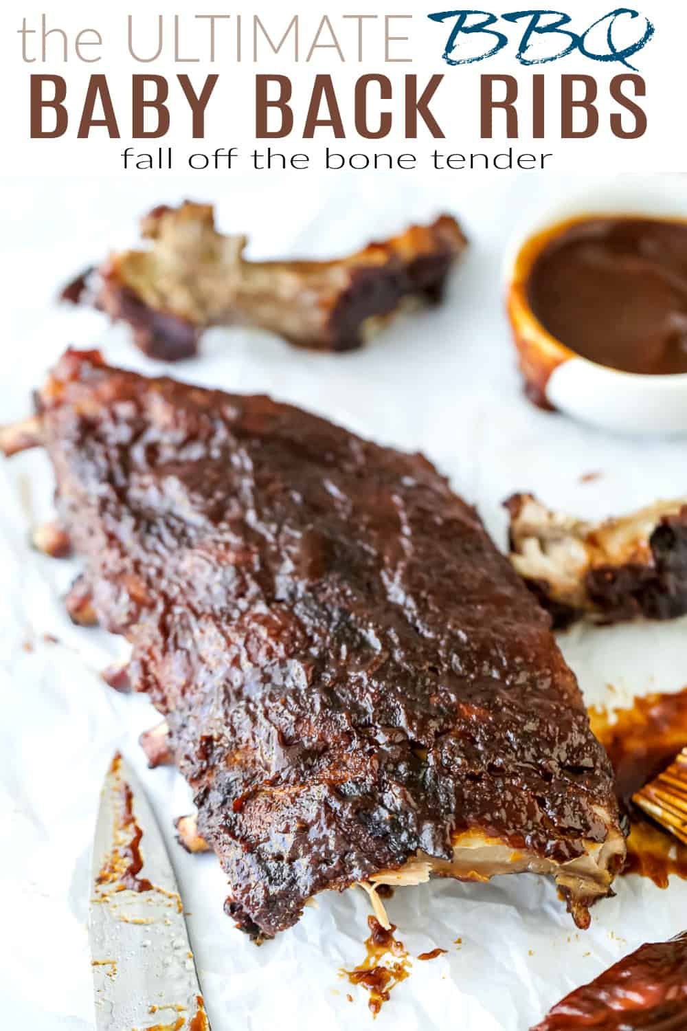 终极BBQ婴儿背肋骨食谱的Pinterest图像