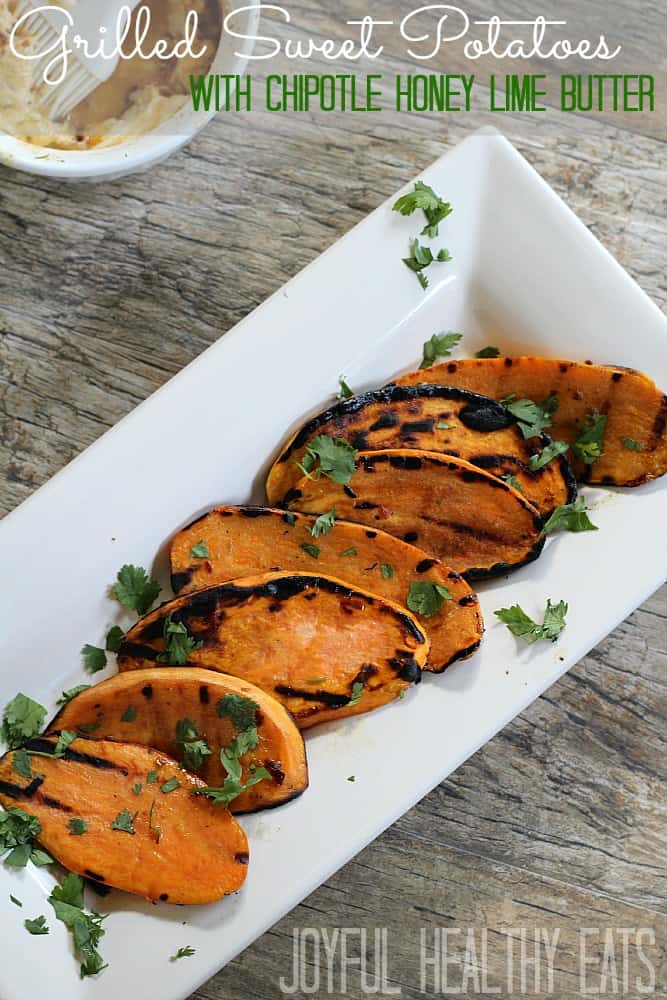 Grilled Sweet Potatoes #heatlhysidedishes #sweetpotatoes #grillrecipes 烤红薯配墨西哥辣椒蜂蜜酸橙黄油