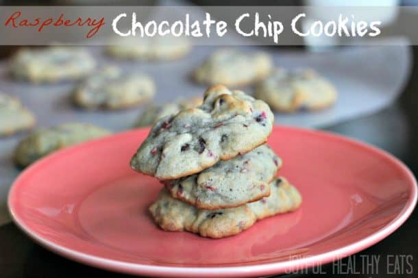 Raspberry Chocolate Chip Cookies #dessert #healthycookies #chocolatechipcookies 覆盆子巧克力片饼干#甜点#健康饼干#巧克力片饼干