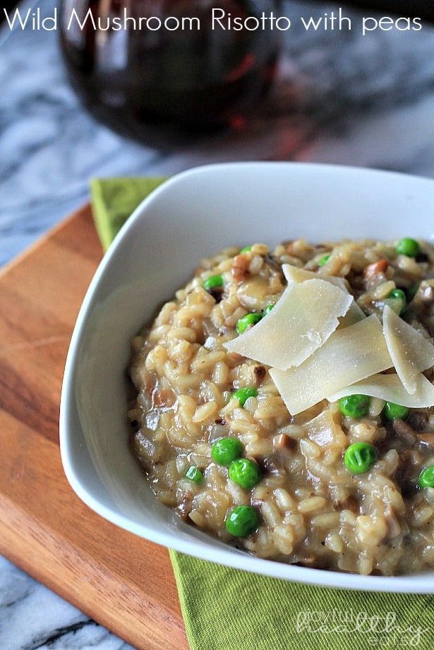 Wild Mushroom Risotto with Peas #risotto #wildmushroom #sweetpeas #pasta #valentinesday #romanticdinner #pastarecipes 野生蘑菇豌豆烩饭#意大利烩饭#野生蘑菇#甜豌豆#意大利面#情人节#浪漫晚餐#意大利面食