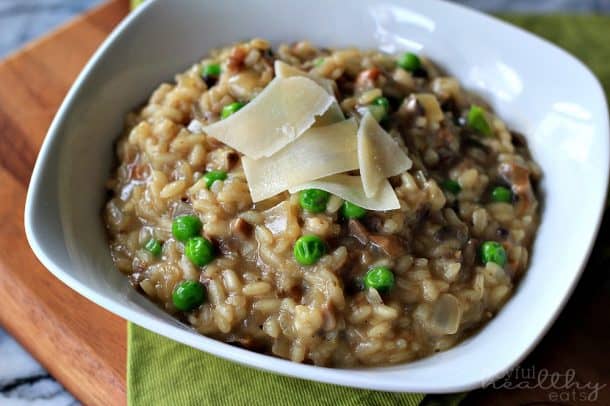 野蘑菇豌豆烩饭
