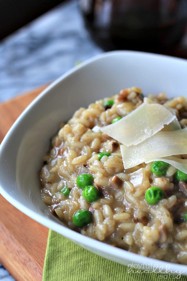野蘑菇豌豆烩饭