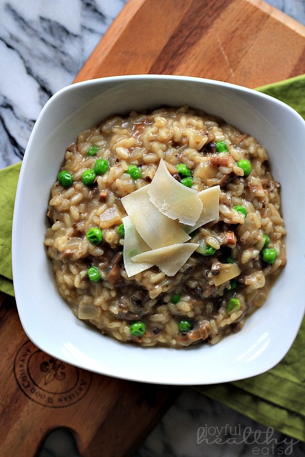 野蘑菇豌豆烩饭