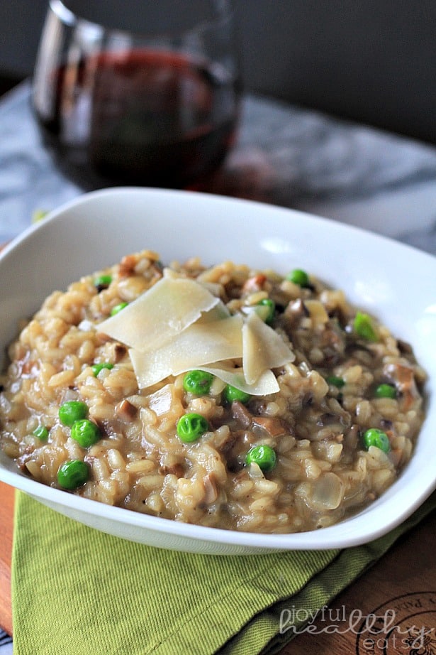 野蘑菇豌豆烩饭