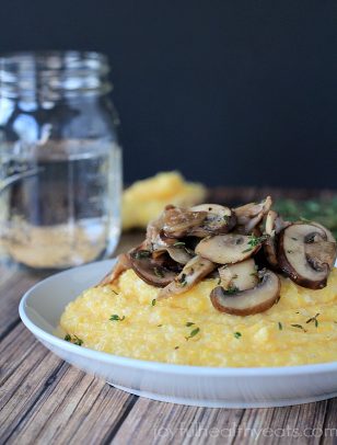 The Most Popular Recipes of Joyful Healthy Eats 2014 | m.albarakaa.com | #mostpinned #healthy #recipes #food A bowl of creamy polenta topped with sliced mushrooms
