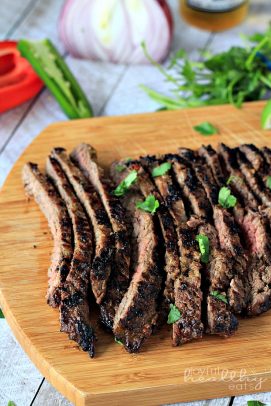 The Most Popular Recipes of Joyful Healthy Eats 2014 | m.albarakaa.com | #mostpinned #healthy #recipes #food Grilled sliced skirt steak on a cutting board