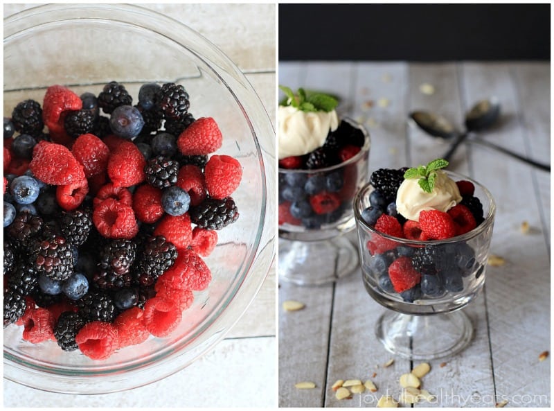 Mixed Berries with Honey Maple Mascarpone #healthydessert #summerbbq #light #fresh #berries 浆果加蜂蜜枫糖马斯卡彭干酪#健康甜点#夏日烧烤#清淡#新鲜#浆果