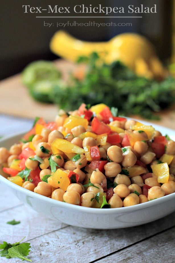 Tex-Mex Chickpea Salad #sidedishes #glutenfree #summer #healthyrecipes #vegetarian #garbanzobeans Tex-Mex Chickpea Salad #sidedishes #glutenfree #summer #healthyrecipes #vegetarian #garbanzobeans