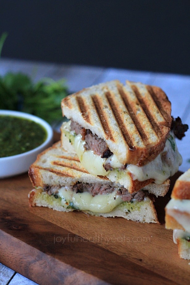 Steak & Cheese Panini with chimichurri sauce #sandwichrecipes #panini #beef #cheese #texmex Steak & Cheese Panini with chimichurri sauce #sandwichrecipes #panini #beef #cheese #texmex