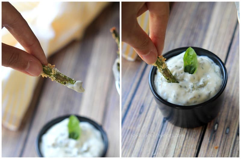 A healthy alternative to French Fries... Baked Asparagus Fries with Lemon Herb Aioli | m.albarakaa.com 薯条的健康替代品…烤芦笋薯条配柠檬香草蒜泥蛋黄酱| m.albarakaa.com