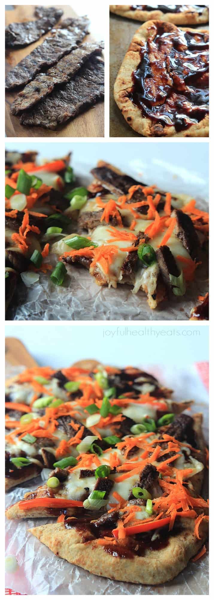Grilled Asian Short Rib Pizza with Blackberry Hoisin Sauce 这个短肋骨披萨的不同观点的拼贴