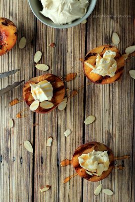 The Most Popular Recipes of Joyful Healthy Eats 2014 | m.albarakaa.com | #mostpinned #healthy #recipes #food Grilled peach halves with a dollop of cream filling