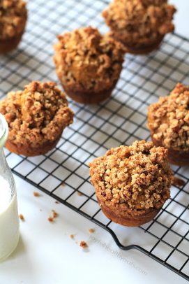The Most Popular Recipes of Joyful Healthy Eats 2014 | m.albarakaa.com | #mostpinned #healthy #recipes #food Pumpkin streusel muffins on a cooling rack