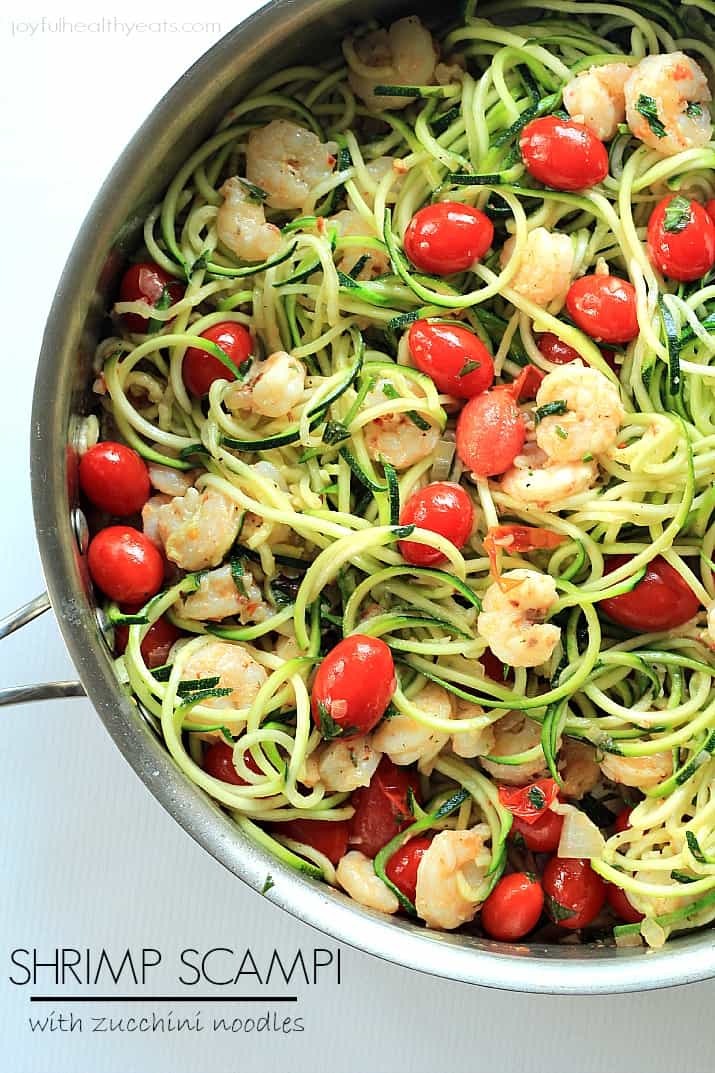 Healthy never tasted so good with this Shrimp Scampi & Zucchini Noodles, made in less than 30 minutes. | m.albarakaa.com #paleo #glutenfree 不到30分钟就能做好的西葫芦虾虾面,绝对是健康的美味。| m.albarakaa.com #旧石器时代#无麸质