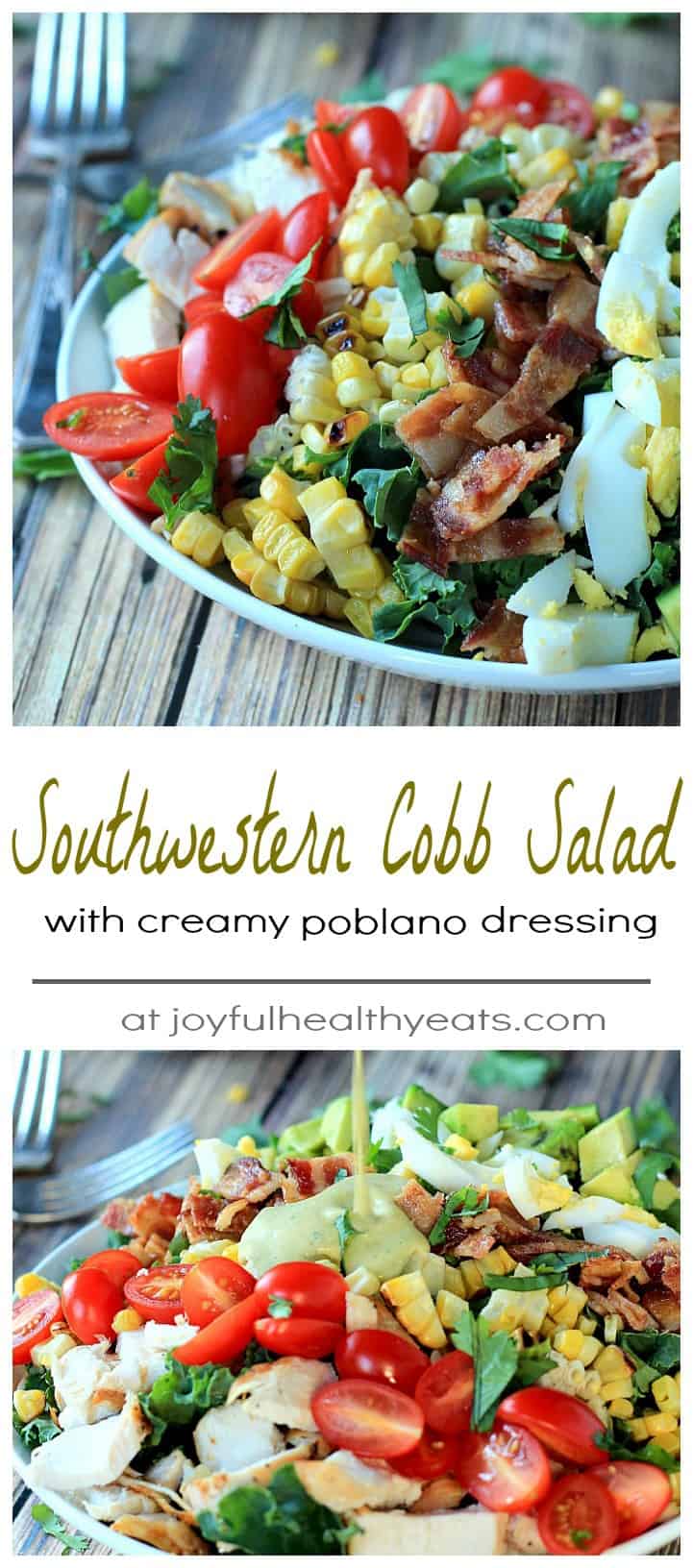 Southwestern Cobb Salad with Creamy Poblano Dressing 我的西南科布沙拉食谱的标题图片