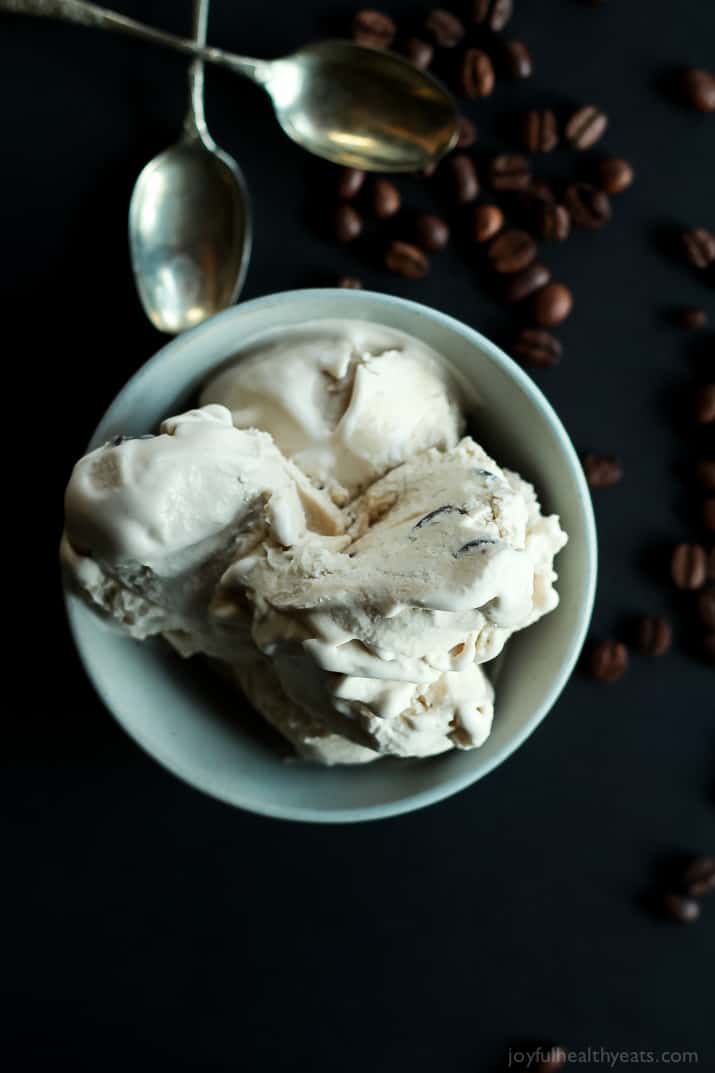 Espresso Chocolate Chip Ice Cream 鸟瞰一碗意式浓缩巧克力片冰淇淋