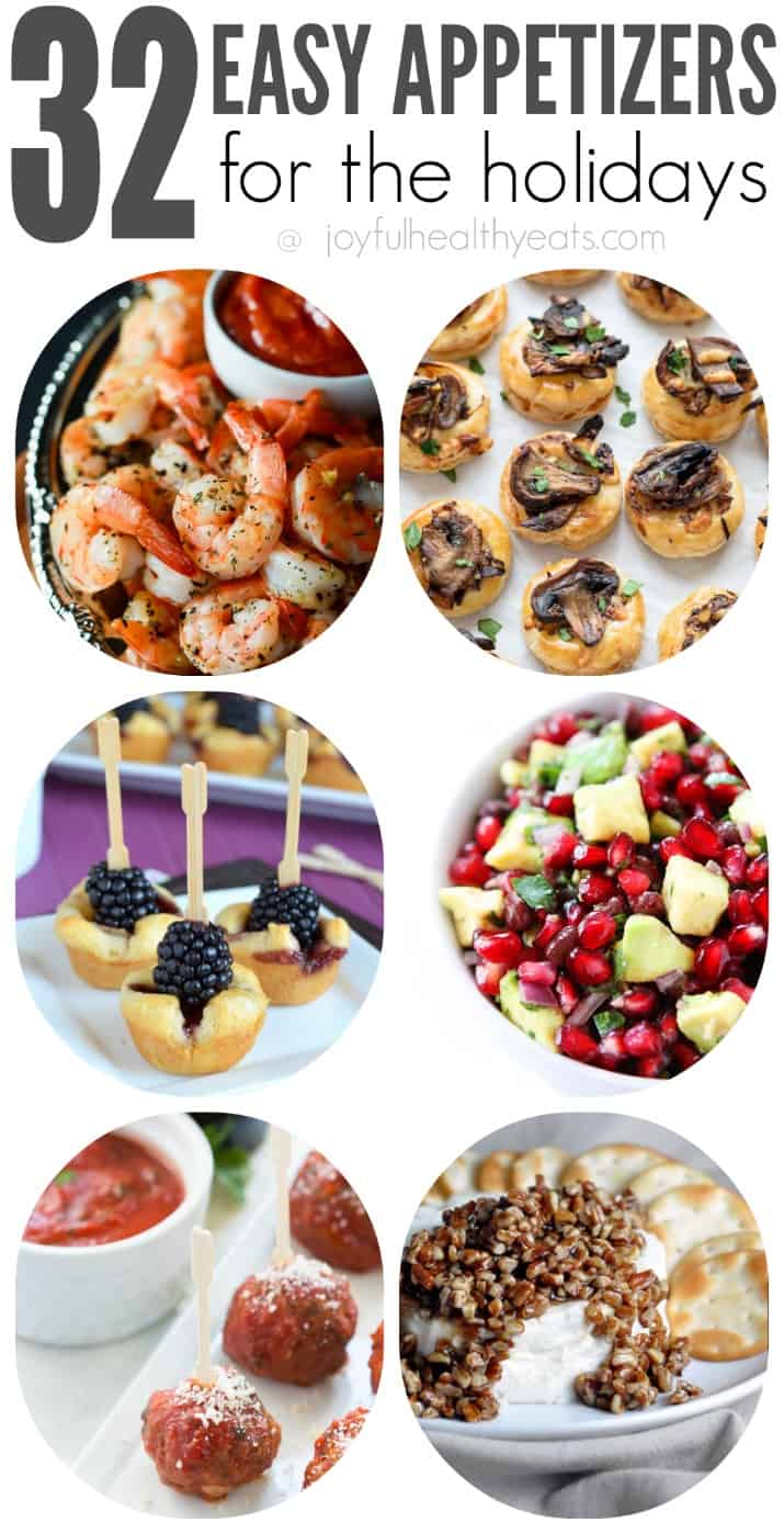 32 Easy Party Appetizers 六种简单的庆祝开胃菜拼贴画