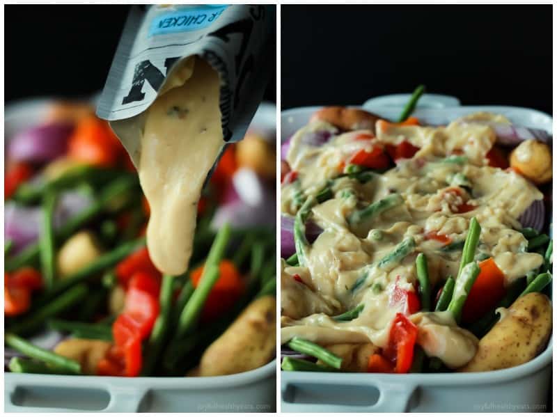 Easy 40 Minute meal that is amazing! One Pot Creamy Garlic Butter Baked Chicken & Vegetables. De-lish! | m.albarakaa.com #ad #CampbellSauces #recipes 简单的40分钟餐是惊人的!一锅奶油大蒜黄油烤鸡和蔬菜。De-lish !| m.albarakaa.com # ad# campbellsauce #recipes