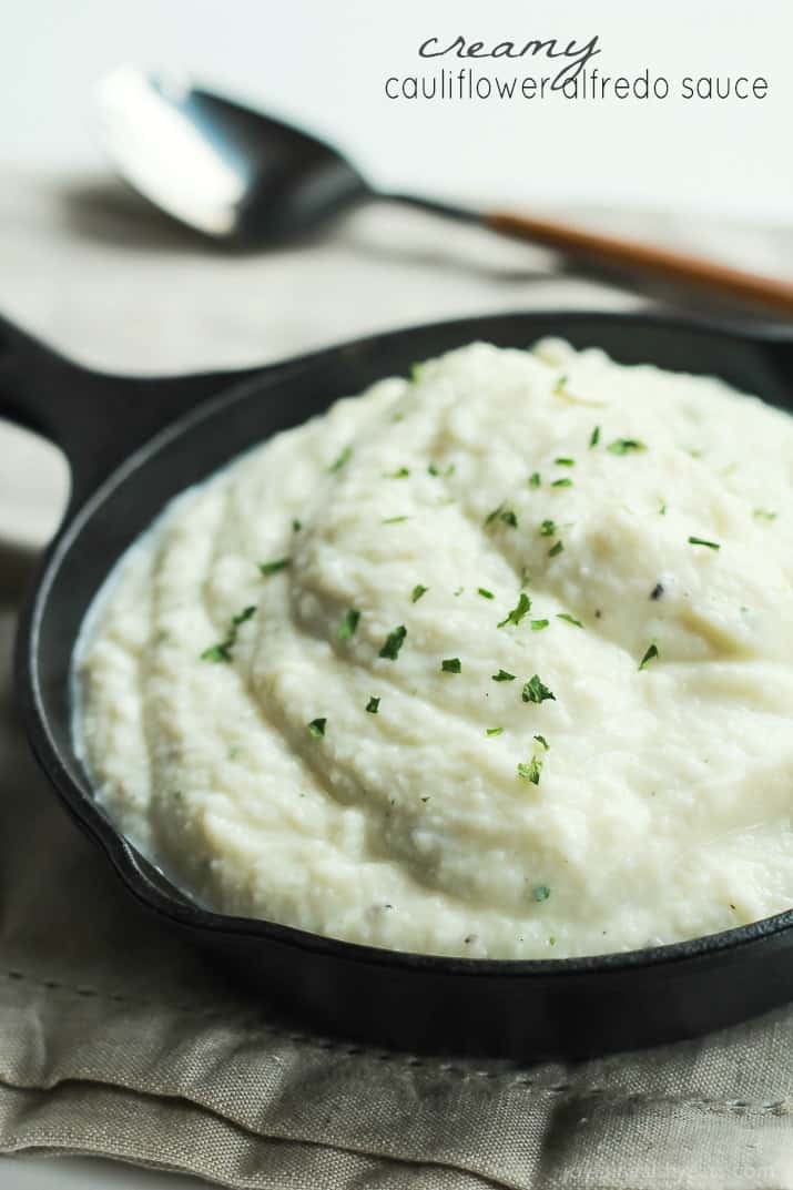 Cauliflower Alfredo Sauce Cauliflower Alfredo Sauce Garnished with Finely Chopped Parsley