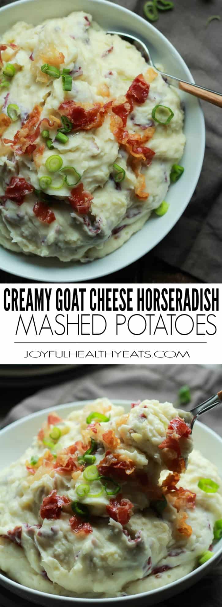 Creamy Goat Cheese Horseradish Mashed Potatoes 两幅自制辣根土豆泥的拼贴画