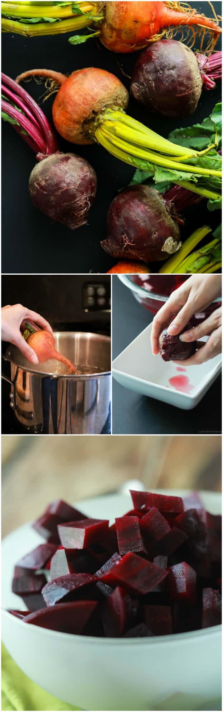 Easy step by step tutorial on how to cook beets. Great for smoothies, side dishes, salads, or just snacking. Full of nutrients and antioxidants! | joyfulhealthyeats.com #healthyeating 简单的一步一步教你如何烹饪甜菜。非常适合做冰沙,配菜,沙拉,或者只是零食。富含营养和抗氧化剂!无谷蛋白食谱|健康饮食