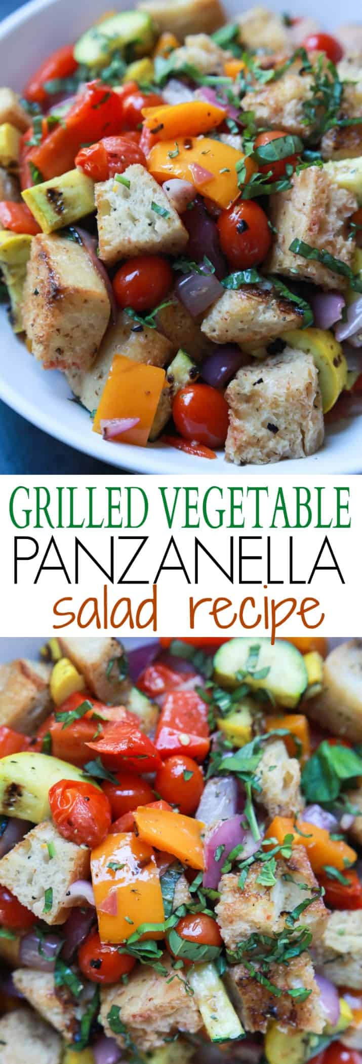 烤蔬菜Panzanella沙拉食谱拼贴