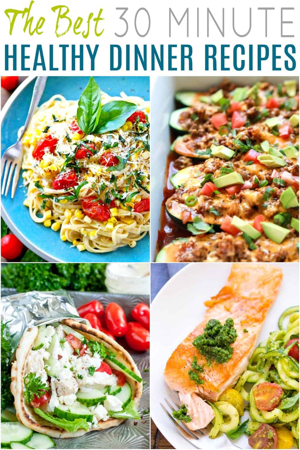 Healthy 30-Minute Dinners 四种简单健康的晚餐食谱拼贴
