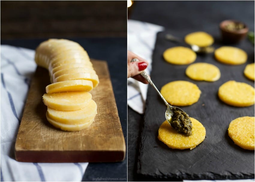 Pesto Polenta Bites with Tomato Bruschetta 玉米粥的形象