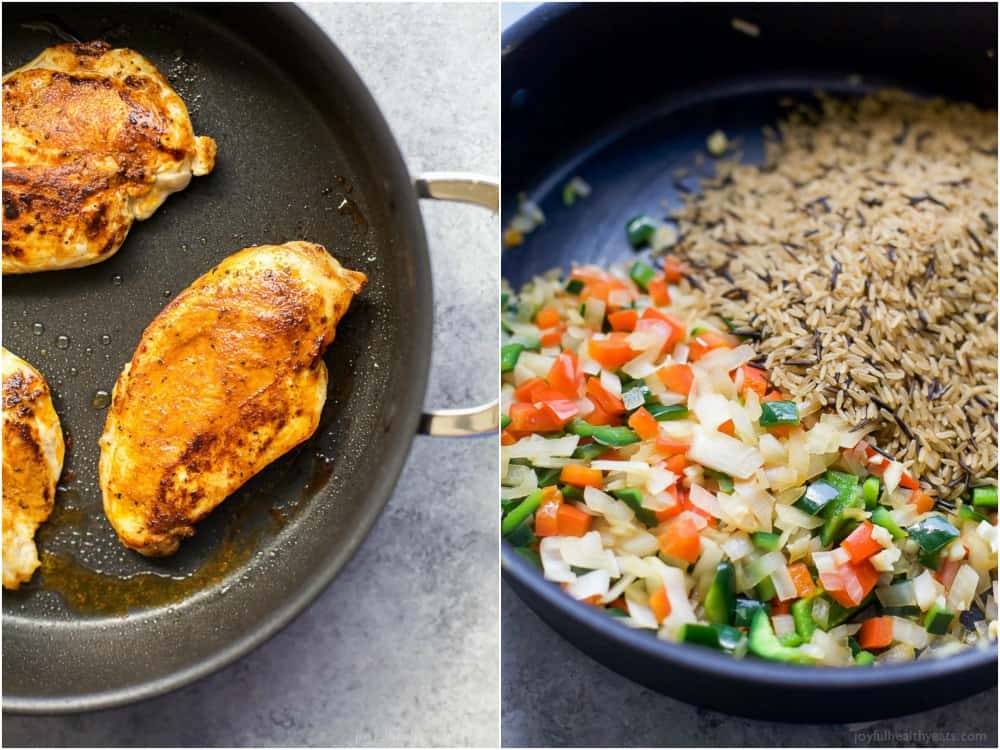 One Pan Southwestern Chicken and Rice Image of Ingredients for One Pan Southwestern Chicken and Rice