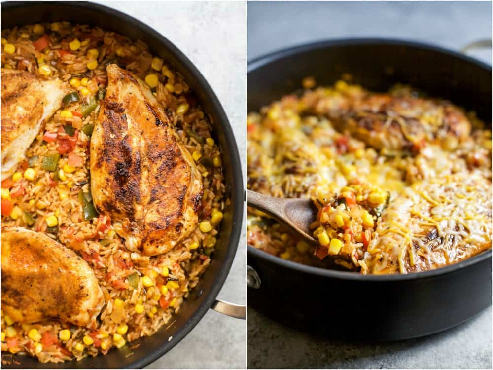 One Pan Southwestern Chicken and Rice Two Images of One Pan Southwestern Chicken and Rice