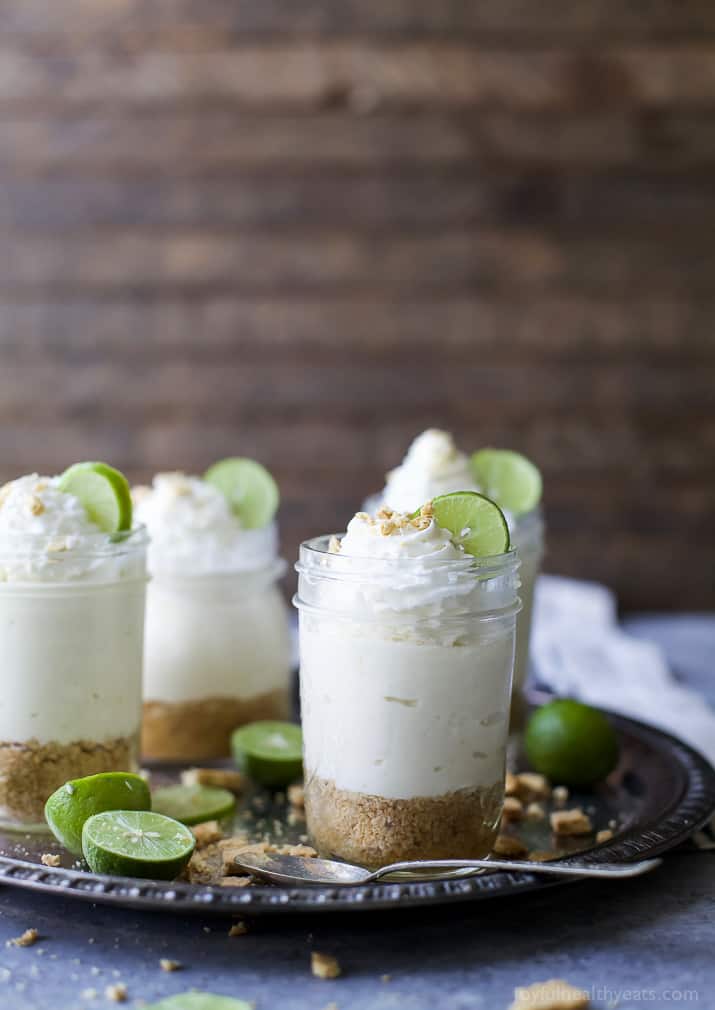 Easy No Bake Key Lime Cheesecake made healthy by using greek yogurt. A perfect light summer dessert to wow the crowd!