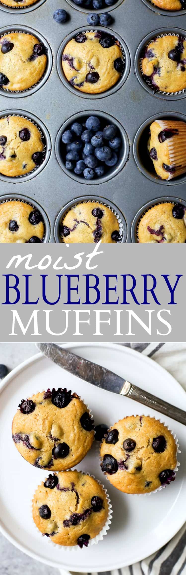一个易于自制的蓝莓松饼食谱,家人会爱。 Moist Blueberry Muffins bursting with blueberry flavor! A perfect breakfast or after school snack option!