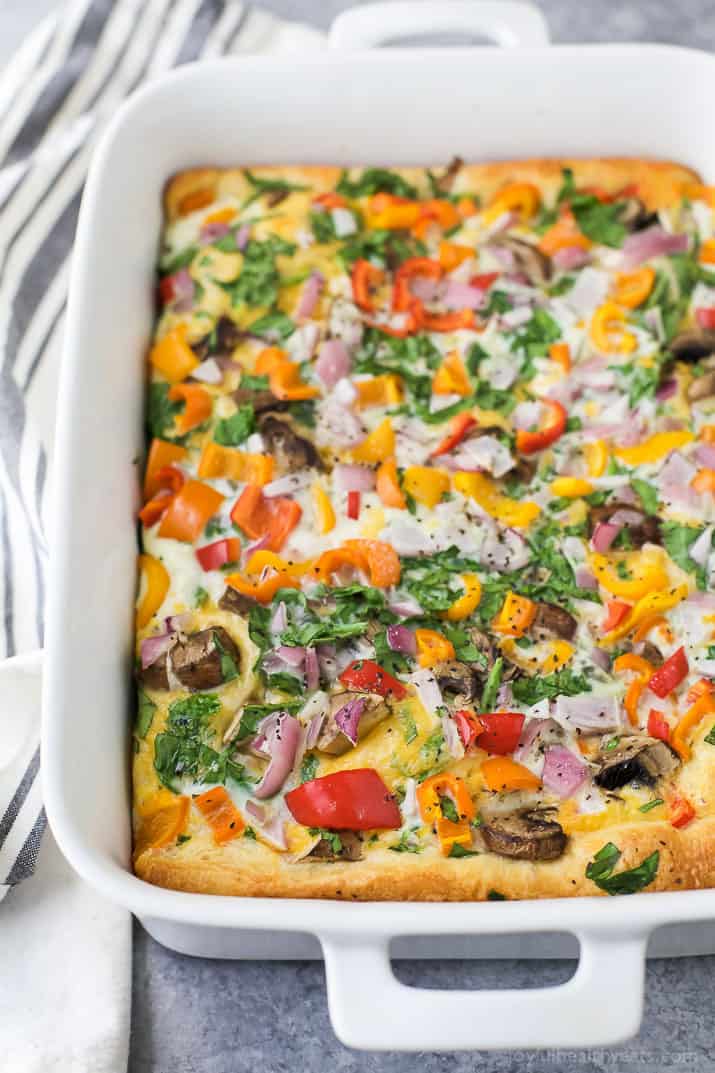 Egg White Vegetable Breakfast Casserole Healthy Vegetable Breakfast Casserole in a baking dish