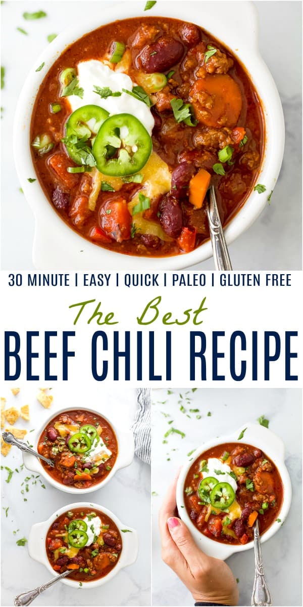 Pinterest图片为最好的30分钟牛肉辣椒食谱