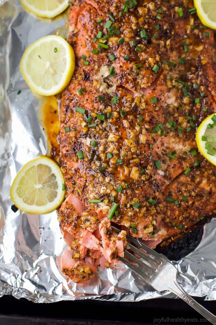 Honey Mustard Baked Salmon 蜂蜜芥末柠檬烤鲑鱼的图像