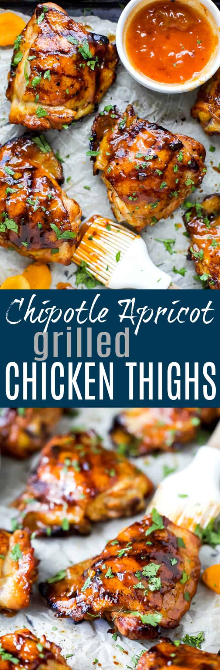 Chipotle杏子烤鸡大腿食谱的Pinterest拼贴画