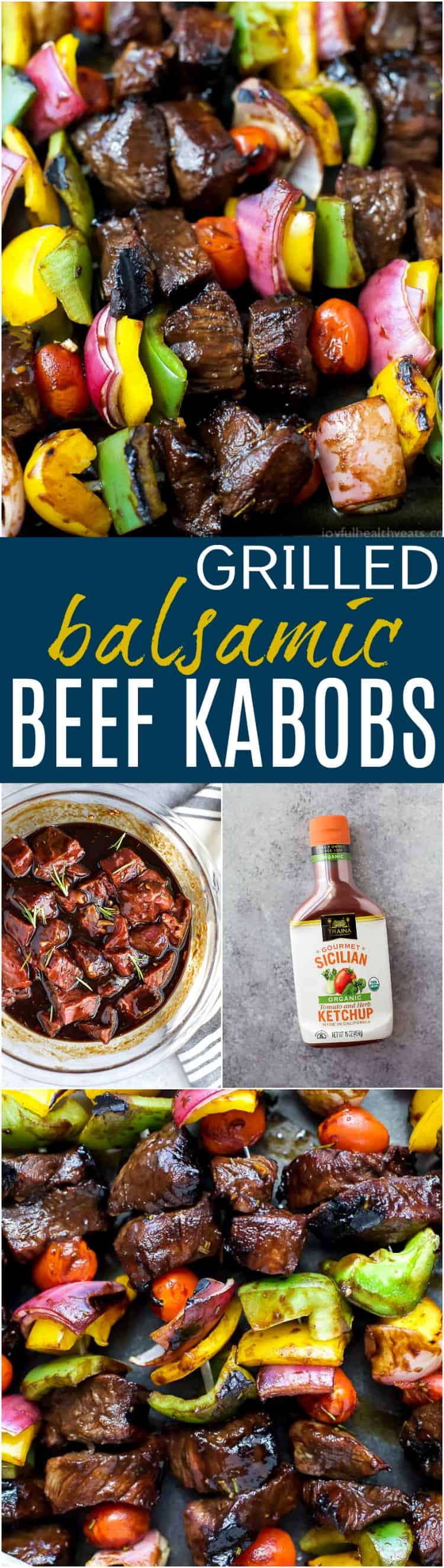 Recipe collage for Grilled Balsamic Beef Kabobs