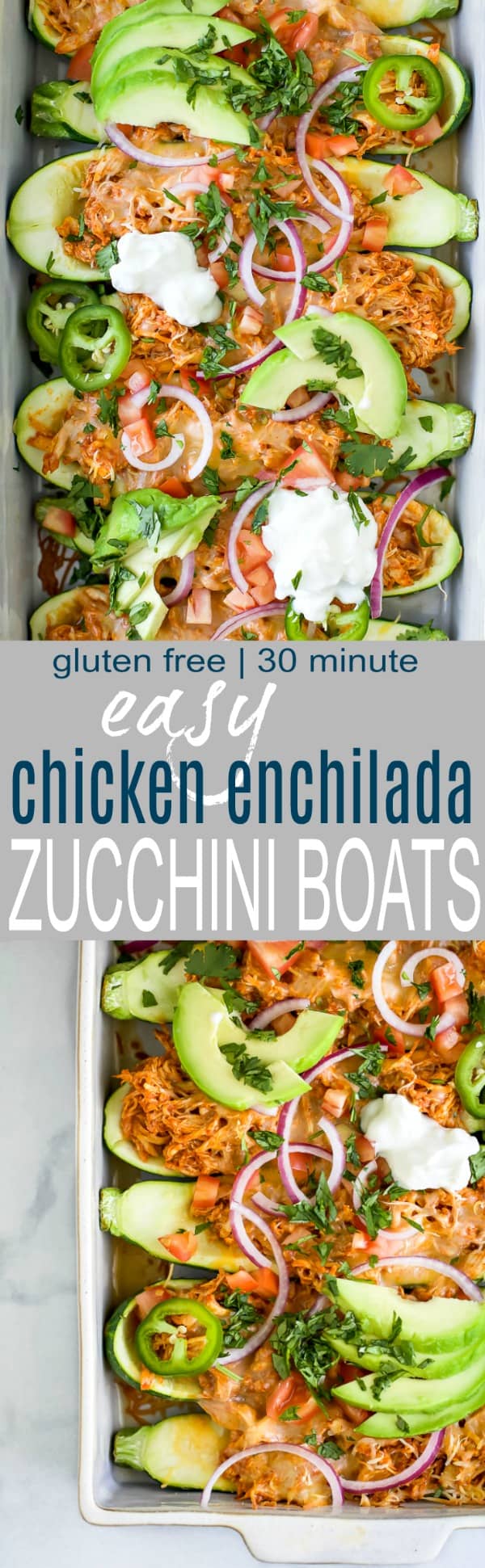 轻松鸡enchilada夏南瓜小船食谱的拼贴画
