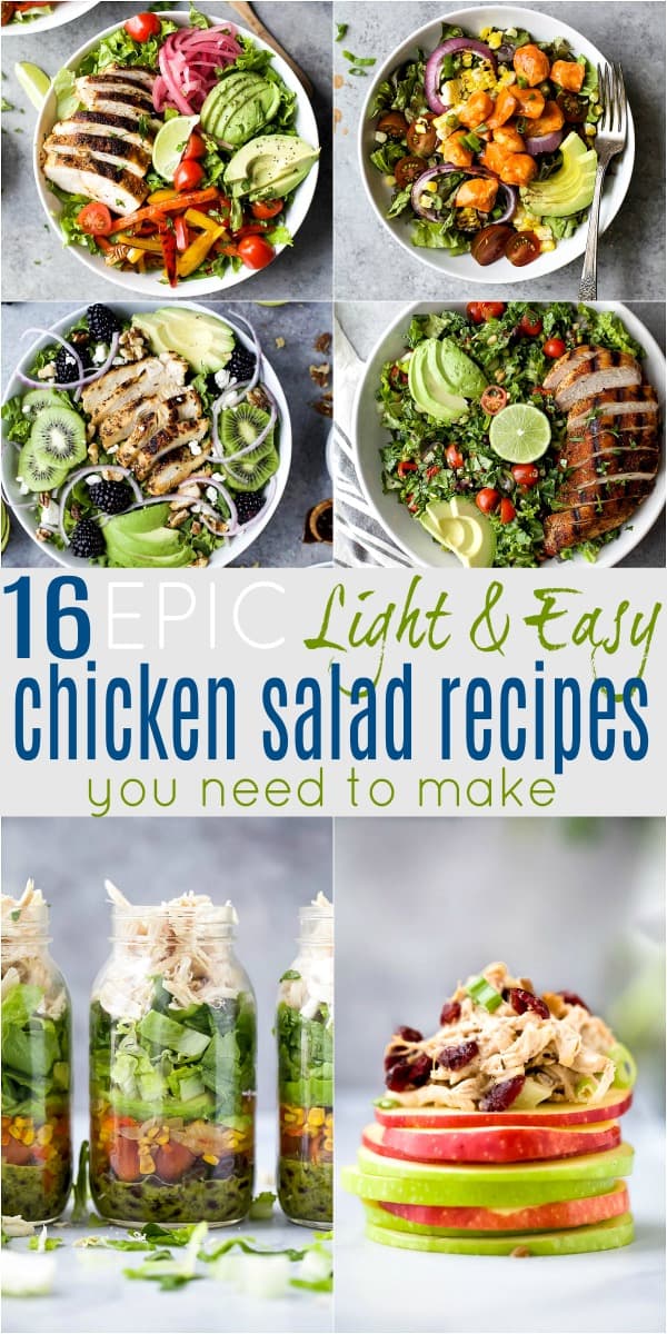 pinterest图片,用于16种EPIC Light&Easy鸡肉沙拉食谱