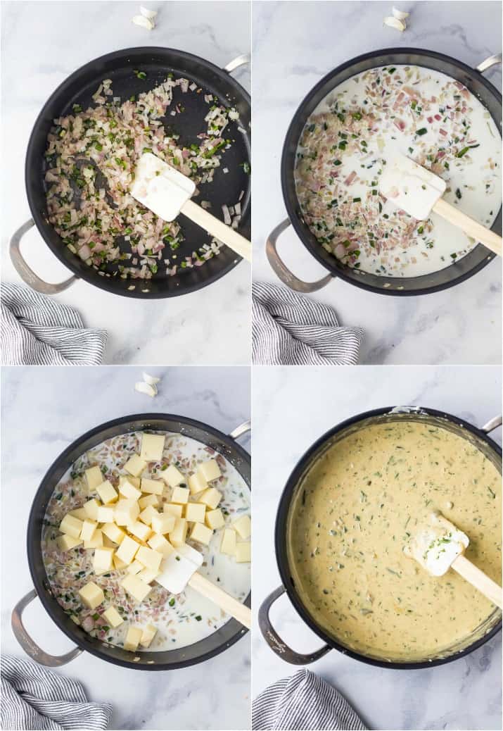 自制queso dip在锅中制作