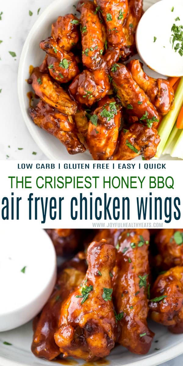 The Crispiest Honey BBQ Air Fryer Chicken Wings 两盘涂了蜂蜜烧烤酱的鸡翅