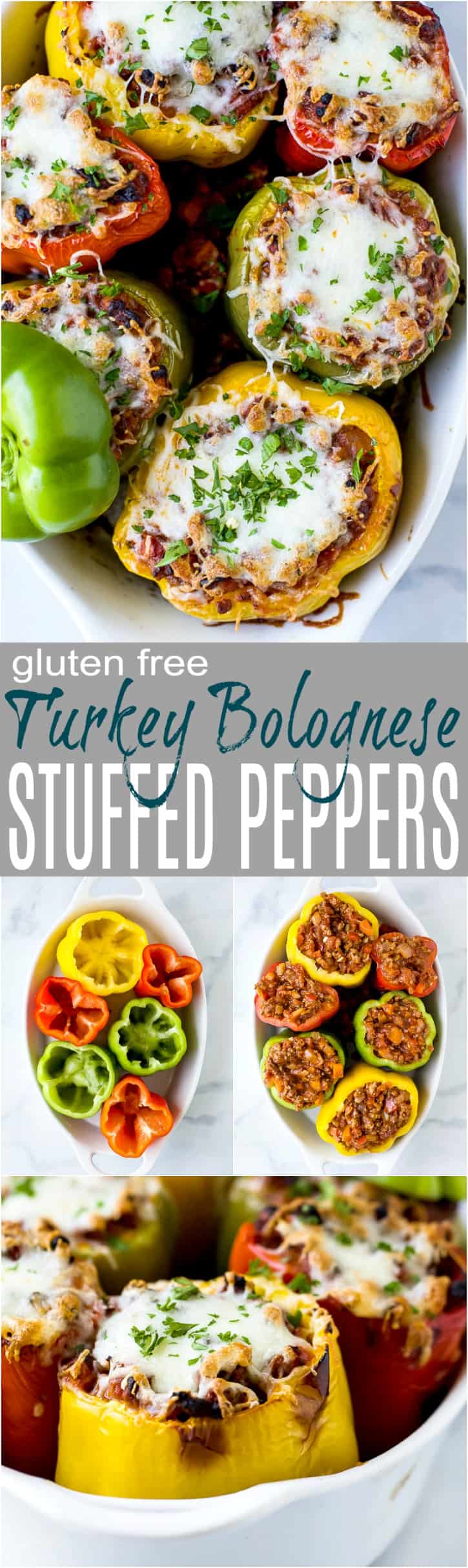 不含麸质Turkey Bolognese Stuffed Peppers a simple dinner recipe filled with rich flavor your family will love. These Stuffed Peppers make the perfect comforting weeknight meal!