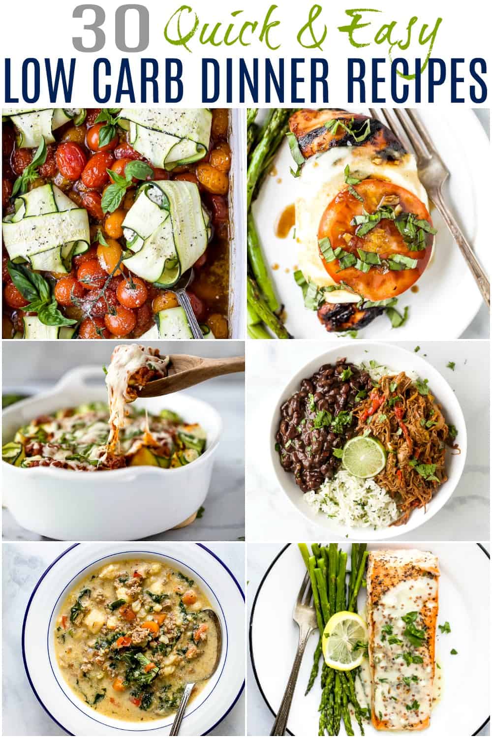 pinterest image for 30 quick and easy low carb recipes for dinner