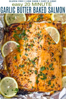 pinterest形象,便于20分钟大蒜黄油baked salmon in foil