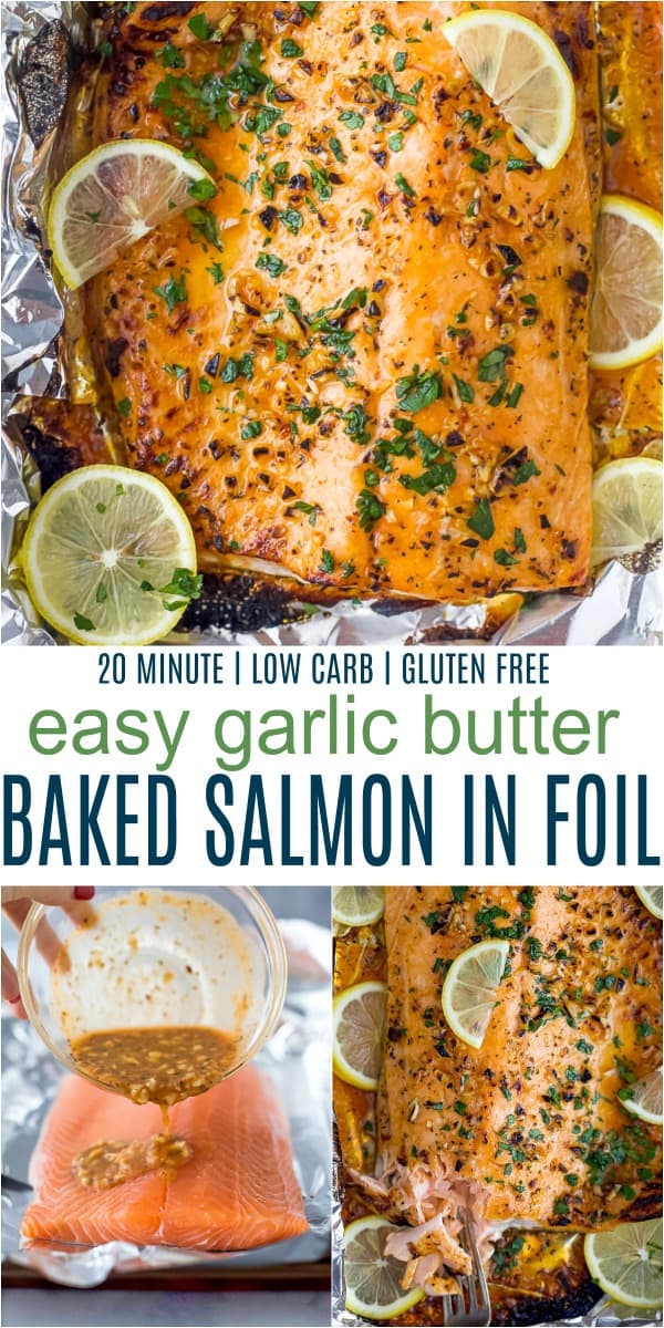 pinterest形象,便于20分钟大蒜黄油baked salmon in foil