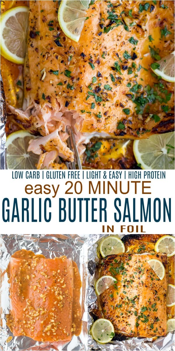 pinterest形象,便于20分钟大蒜黄油baked salmon in foil
