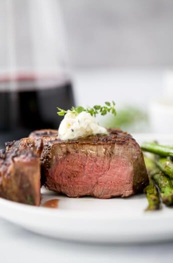 close up of perfectly grilled filet mignon