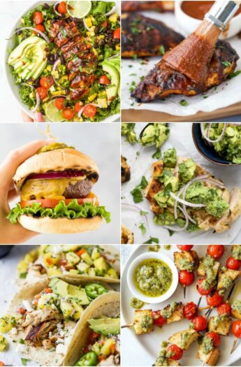 feature collage for 30 quick easy grill recipes