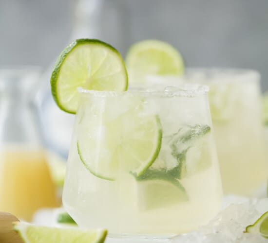 A Skinny Margarita in a Glass Garnished with a Slice of Lime