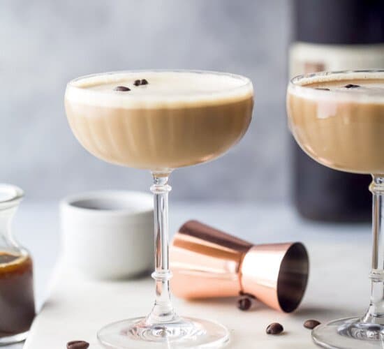 glass filled with espresso martini